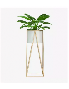 Macetero Blanco y pedestal Gold Grande 2