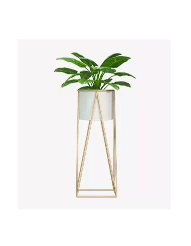 Macetero Blanco y pedestal Gold Grande