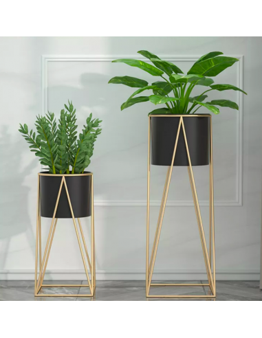 Macetero Negro y pedestal Gold Mediano