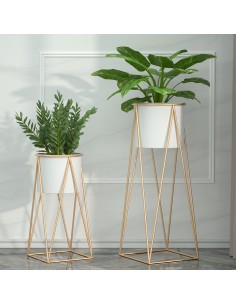 Macetero Blanco y pedestal Gold Mediano