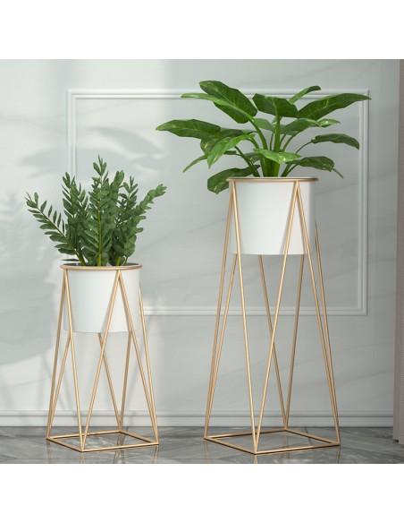 Macetero Blanco y pedestal Gold Mediano