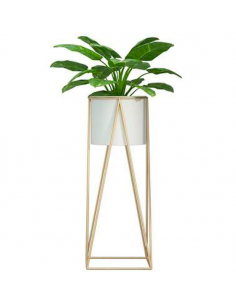 Macetero Blanco y pedestal Gold Mediano 2