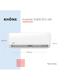 CLIMATIZADOR SPLIT KHÖNE INVERTER WIFI 9.000 BTU/h...