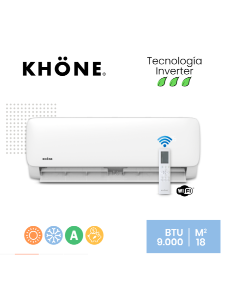CLIMATIZADOR SPLIT KHÖNE INVERTER WIFI 9.000 BTU/h -Cobertura 18m2