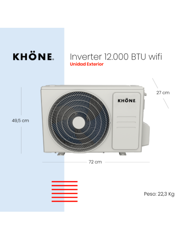 CLIMATIZADOR SPLIT KHÖNE INVERTER WIFI 12.000...
